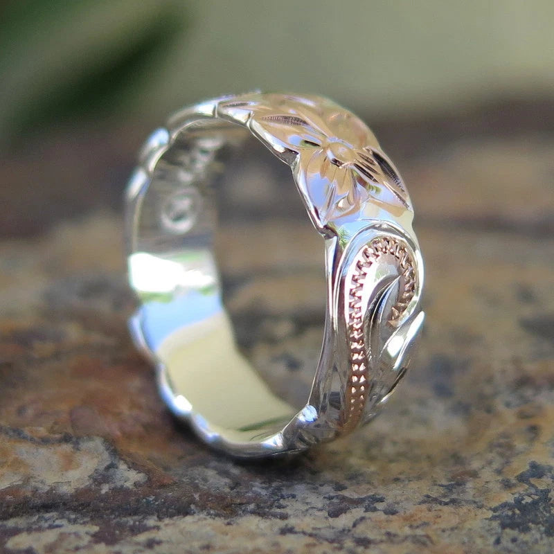 Queen Scrolling Plumeria Ring - Rose Gold