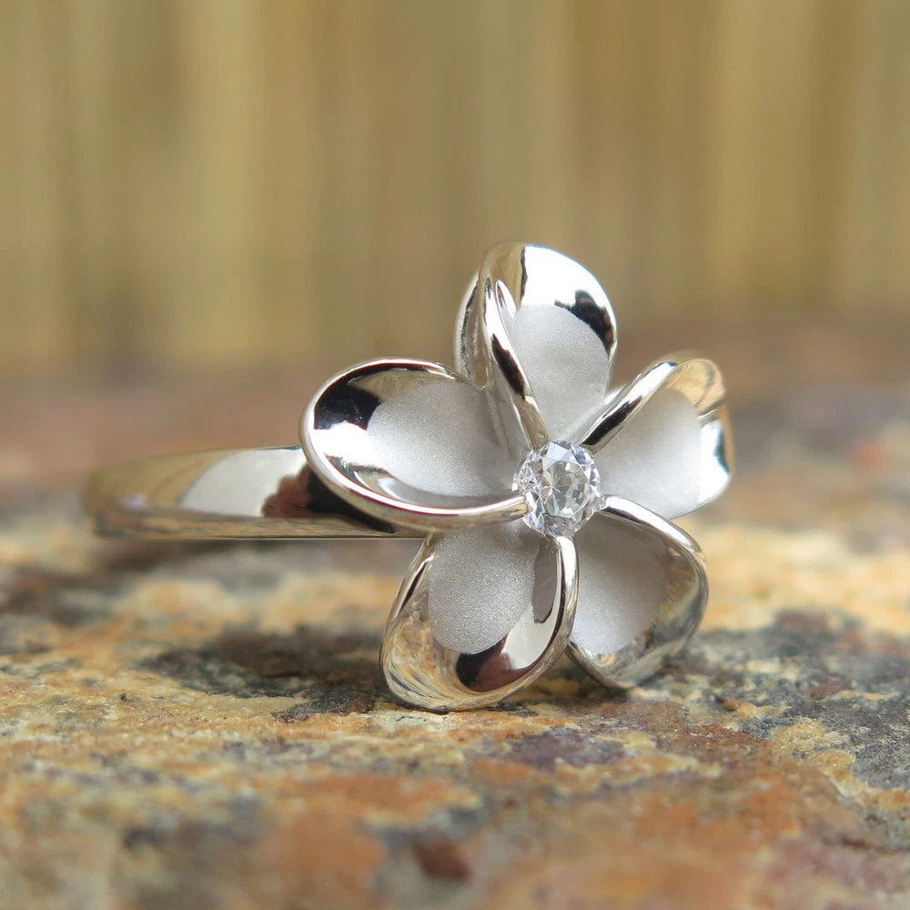 Plumeria Mini Statement Ring - Silver