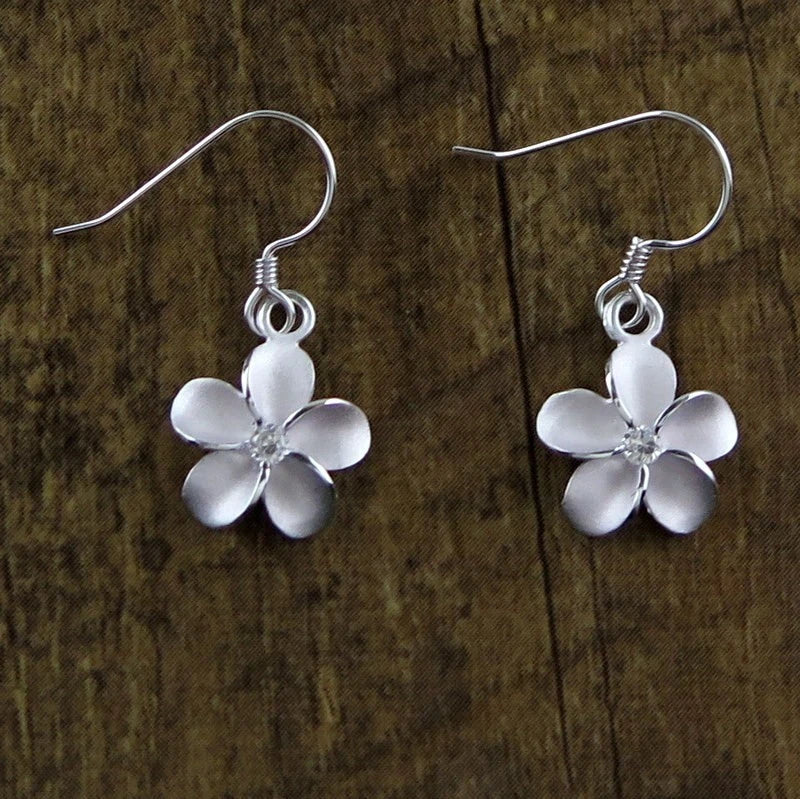 Plumeria Dangles - Silver