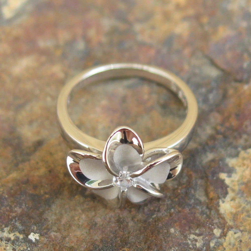 Plumeria Mini Statement Ring - Silver