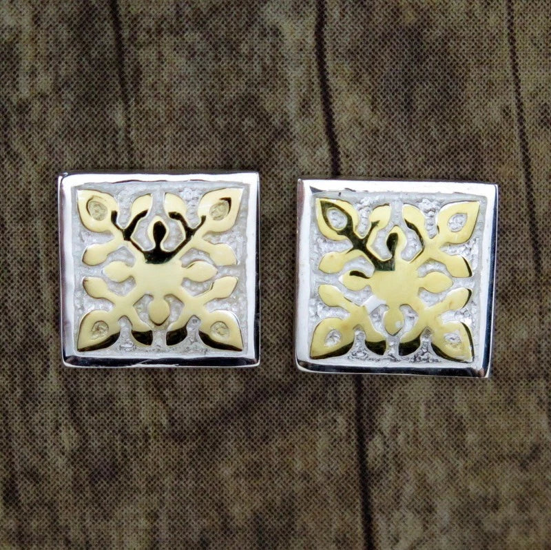 Hawaiian Quilt Earrings - Silver & Gold