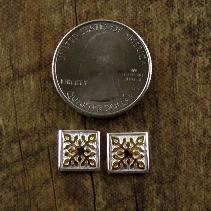 Hawaiian Quilt Earrings - Silver & Gold