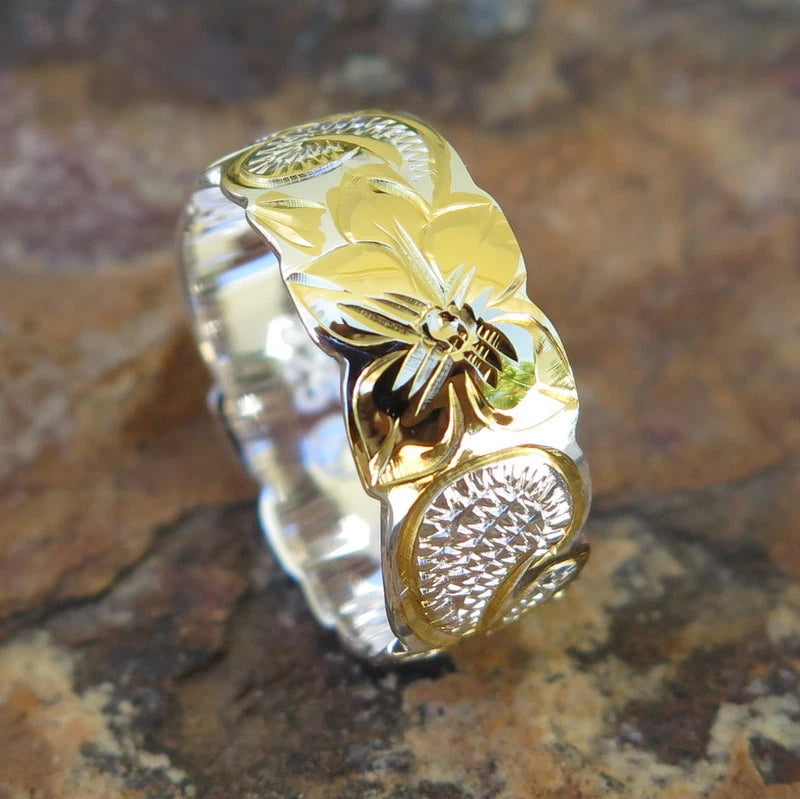 Queen Scrolling Plumeria Ring - Gold