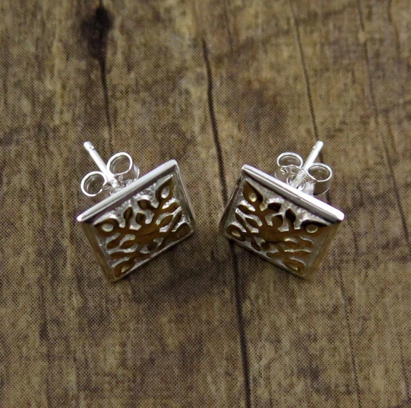 Hawaiian Quilt Earrings - Silver & Gold