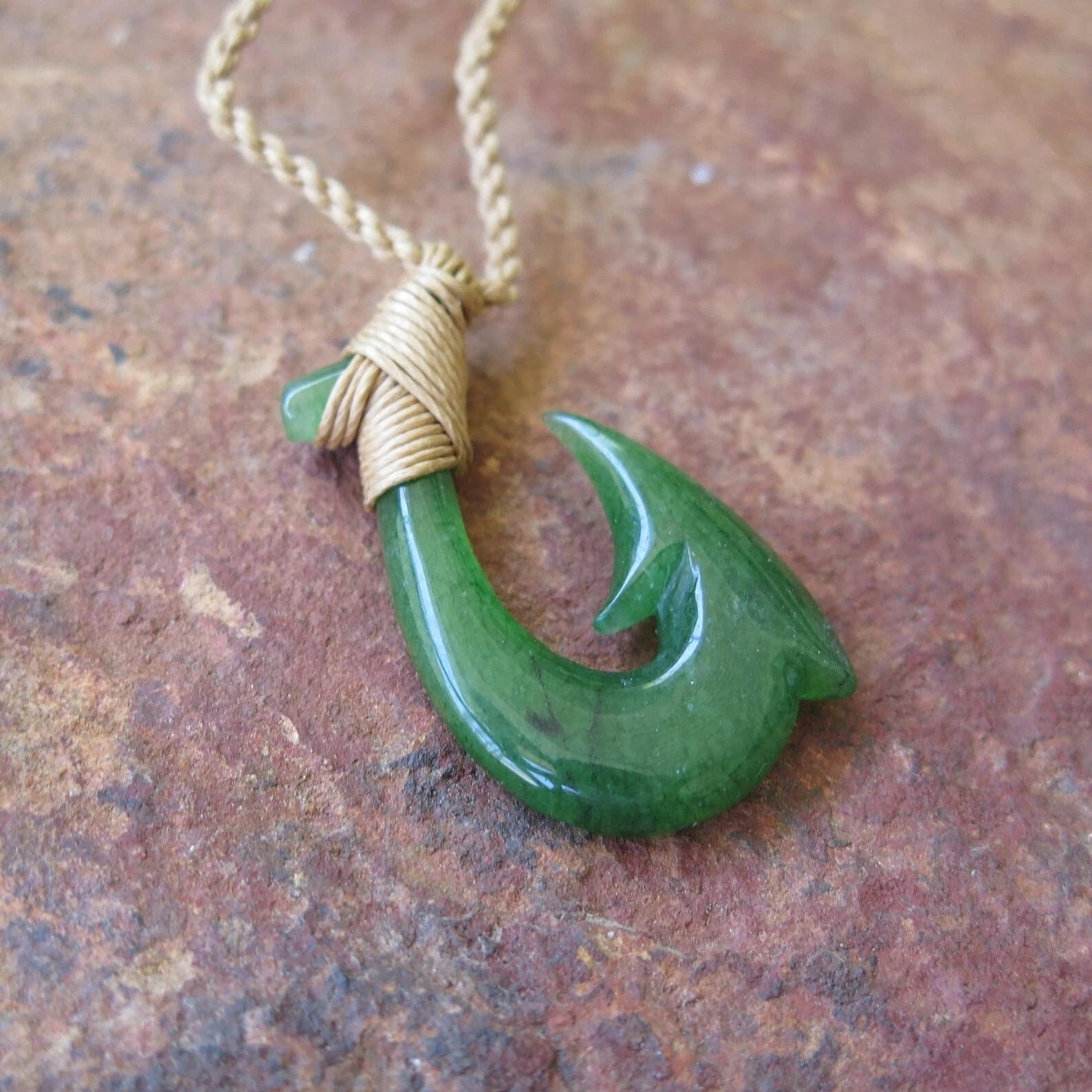 Fish Hook Jade Pendant