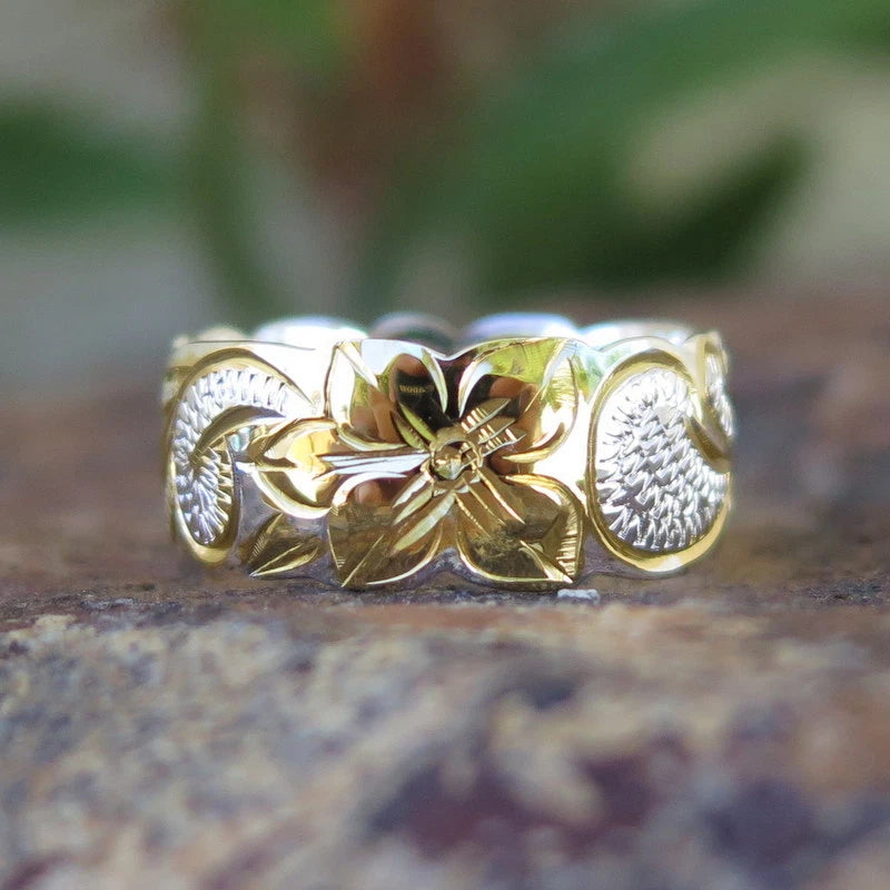 Queen Scrolling Plumeria Ring - Gold