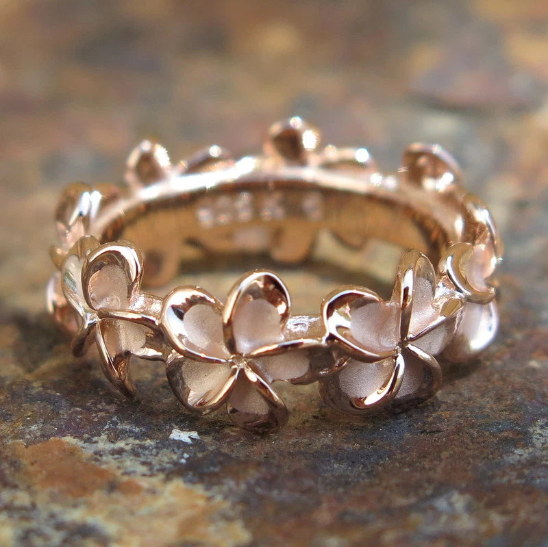 Plumeria Lei Ring - Rose Gold