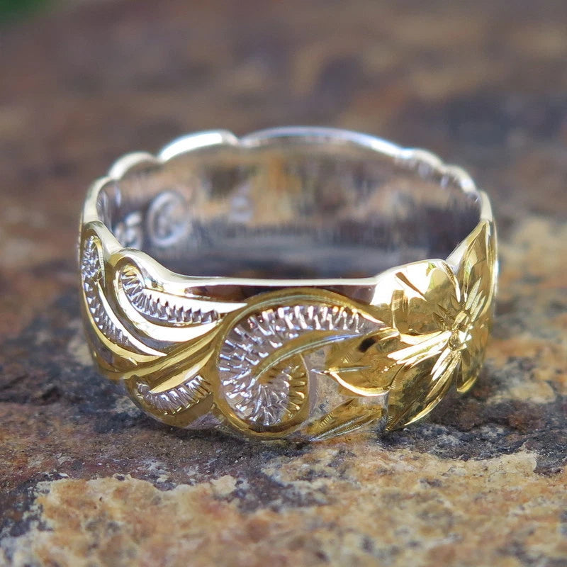 Queen Scrolling Plumeria Ring - Gold