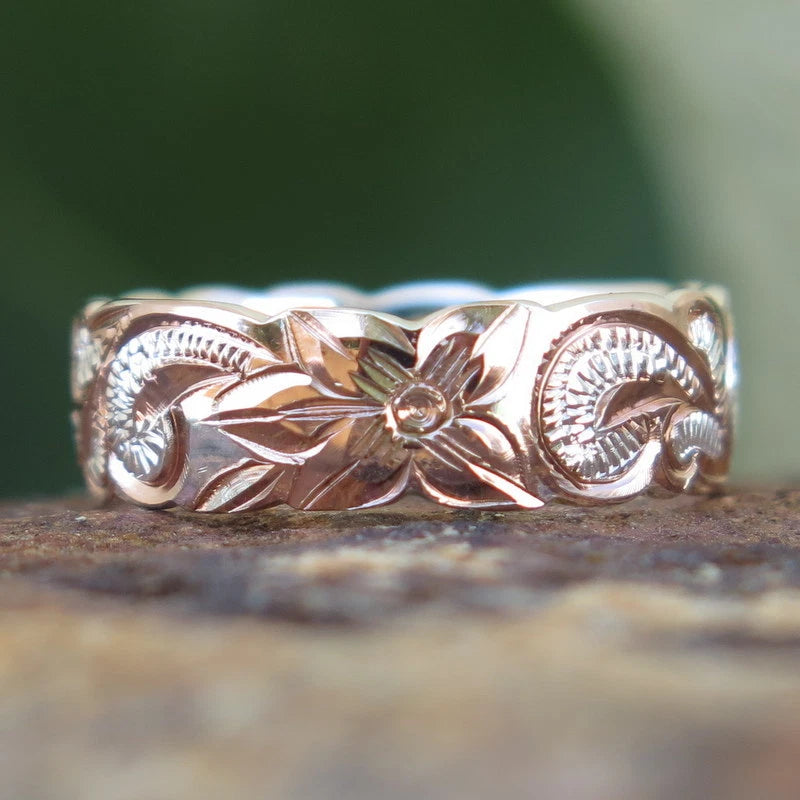 Queen Scrolling Plumeria Ring - Rose Gold