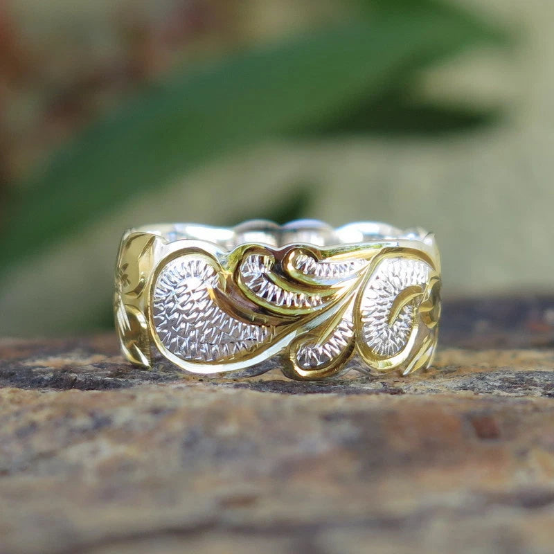 Queen Scrolling Plumeria Ring - Gold