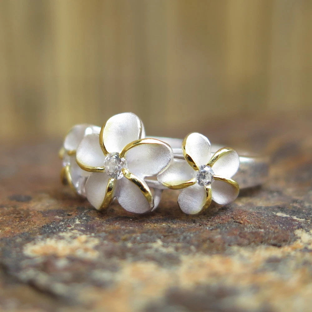 Plumeria Trio Ring - Gold