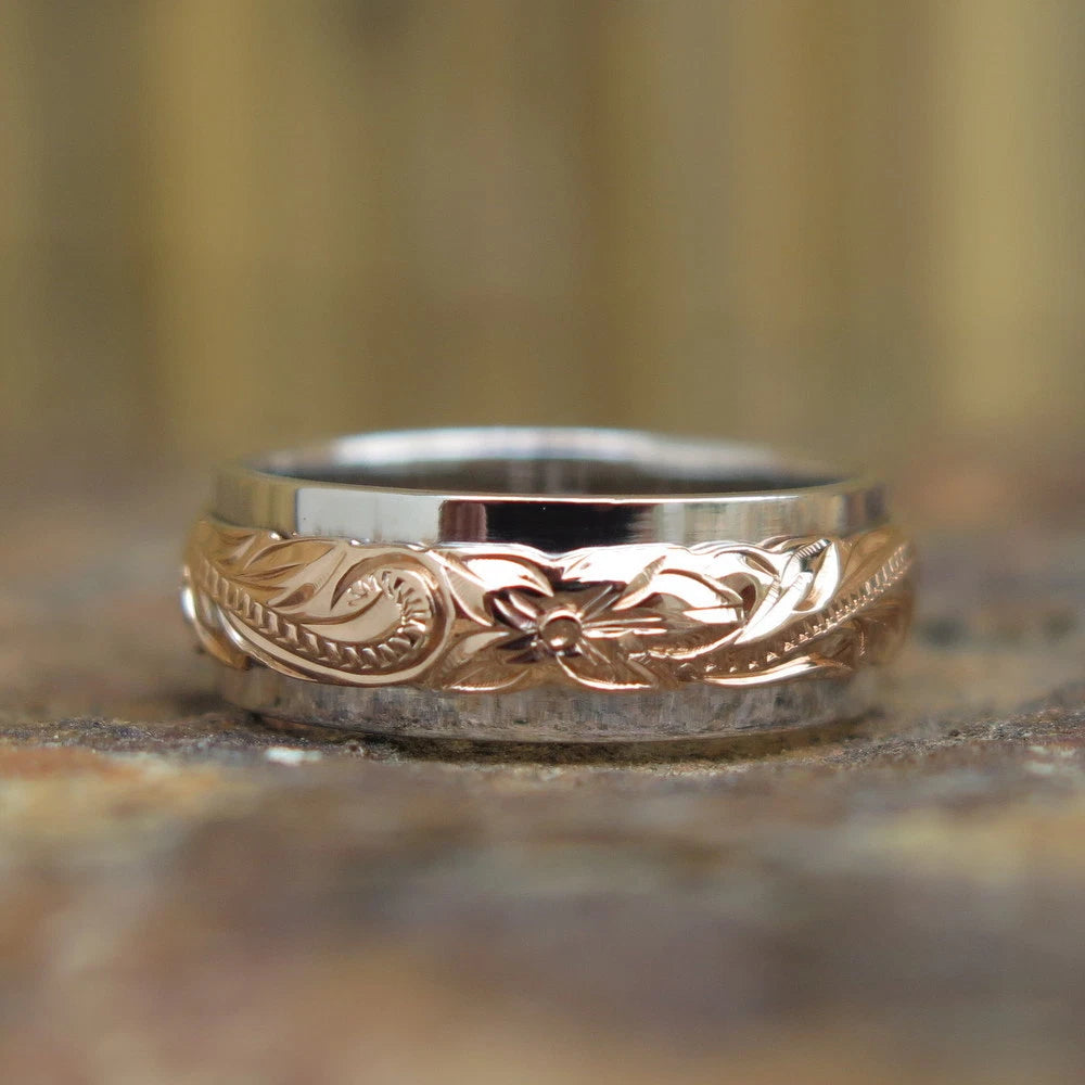 Scrolling Plumeria Ring - Rose Gold