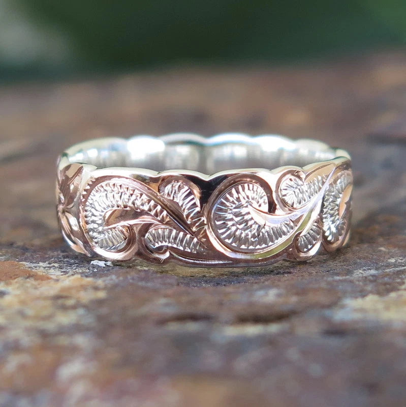 Queen Scrolling Plumeria Ring - Rose Gold