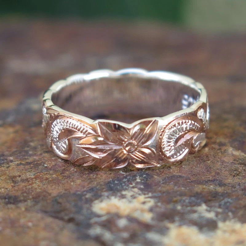 Queen Scrolling Plumeria Ring - Rose Gold
