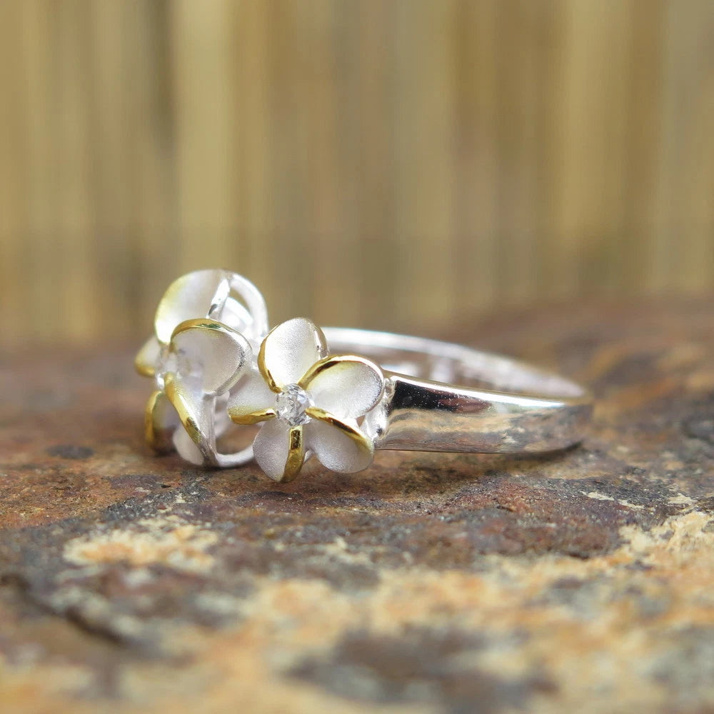 Plumeria Trio Ring - Gold