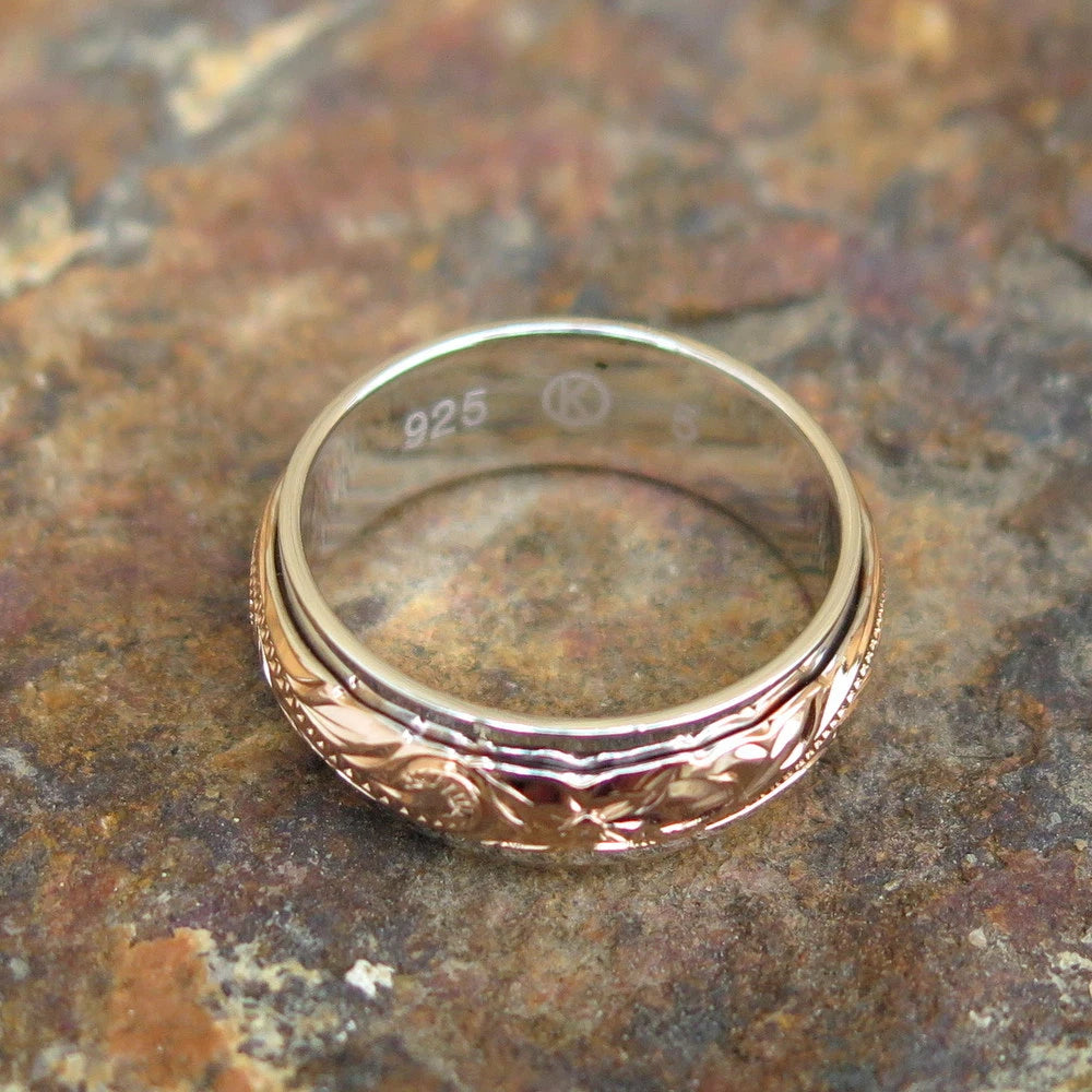 Scrolling Plumeria Ring - Rose Gold