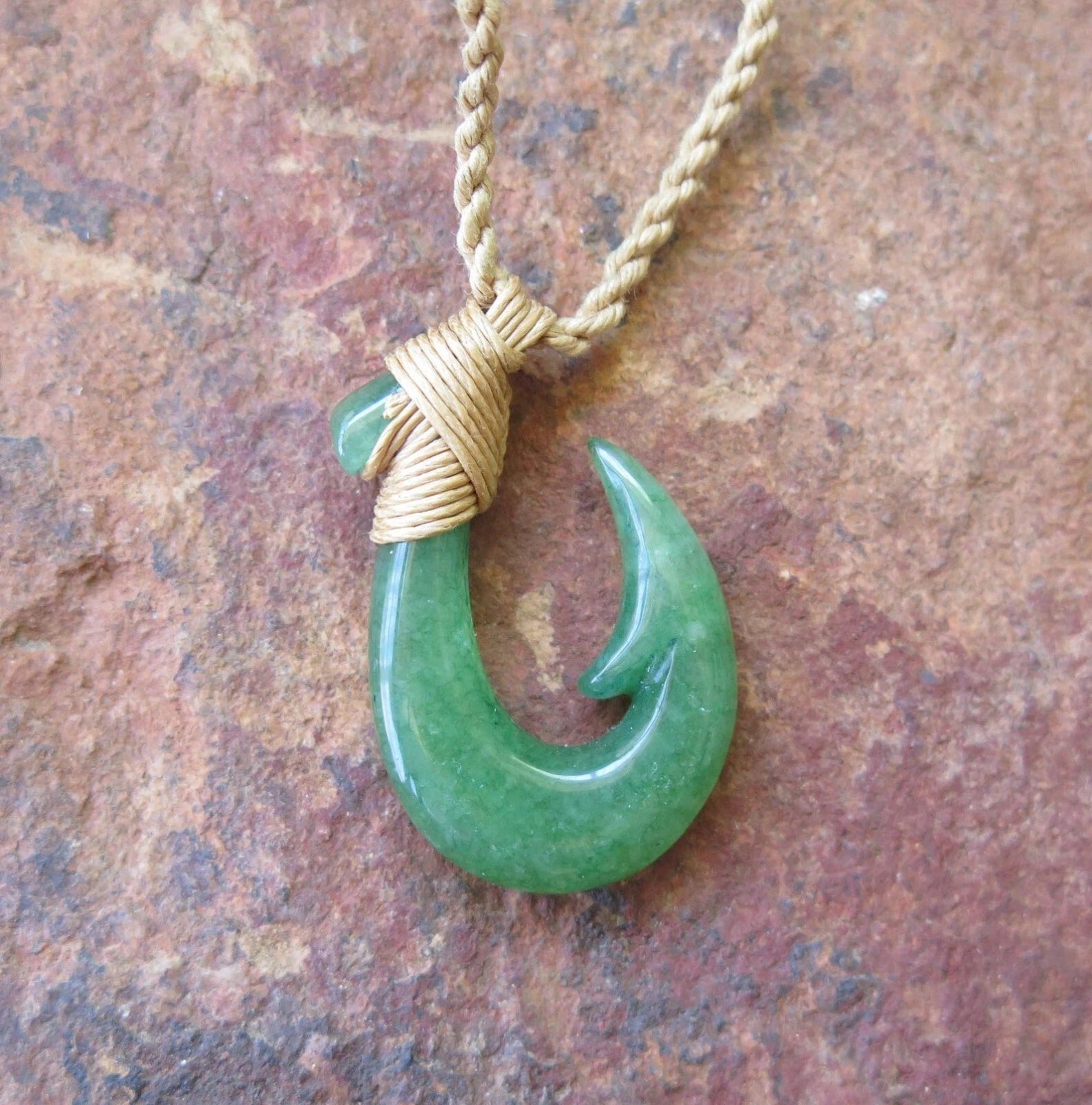 Fish Hook Jade Pendant