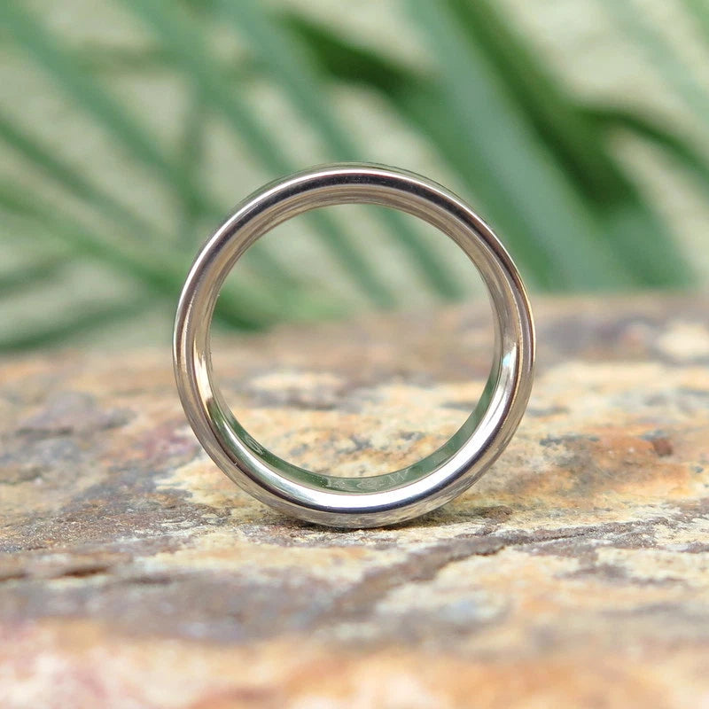 Koa Wood Double Titanium Inlay Ring