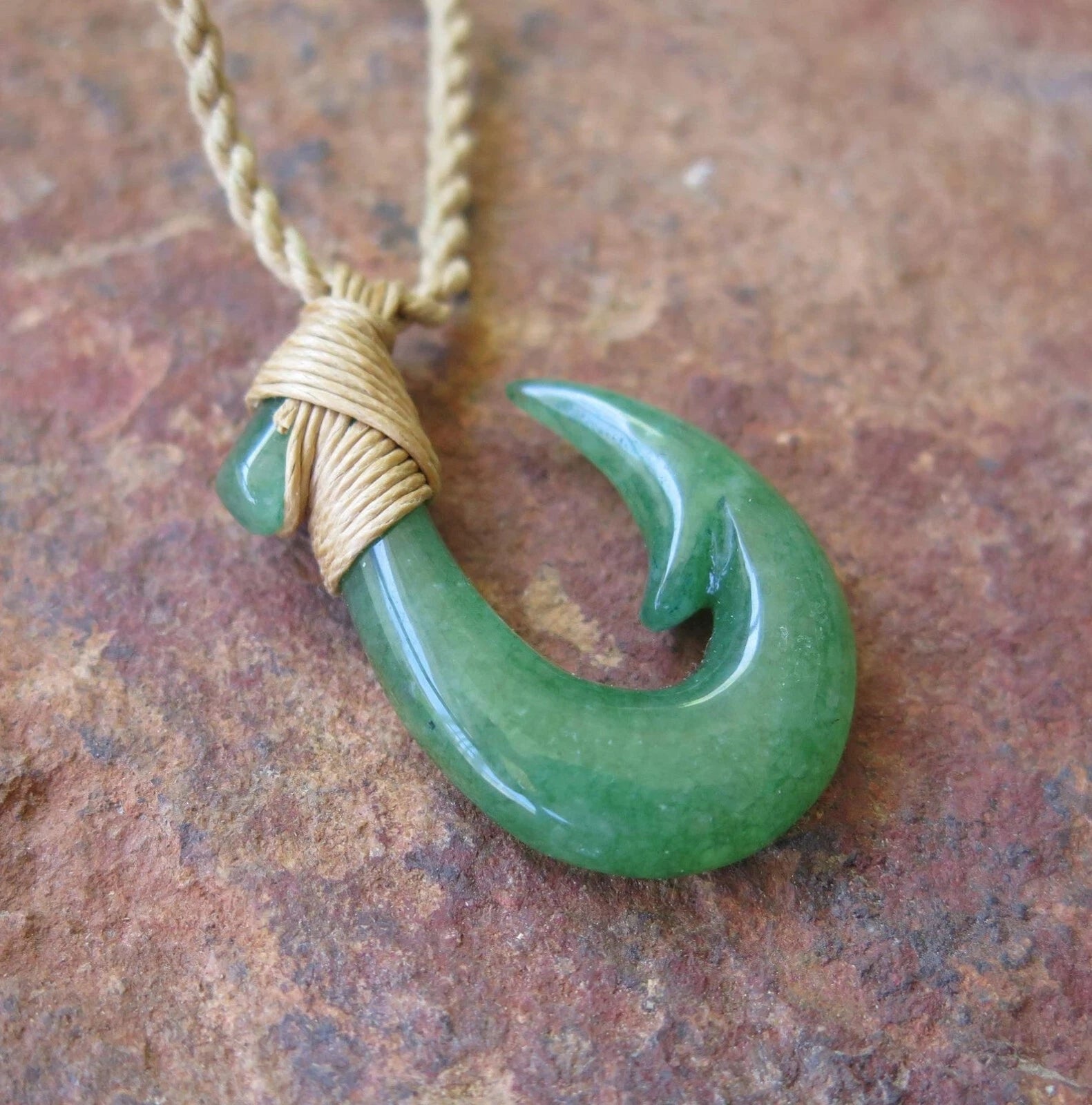 Fish Hook Jade Pendant