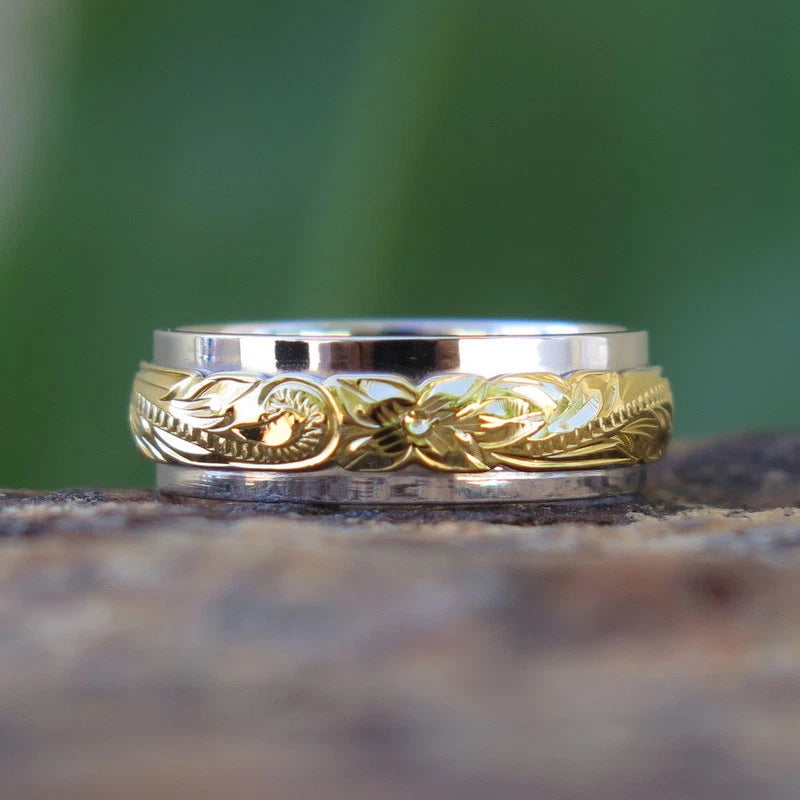 Scrolling Plumeria Ring - Gold