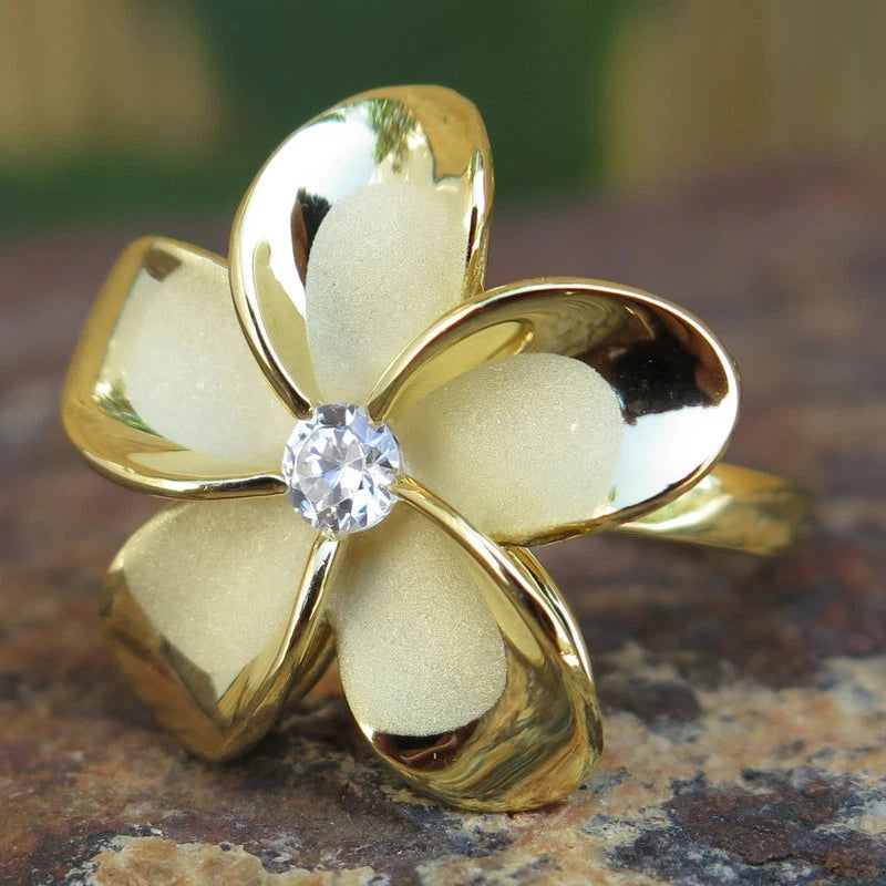 Plumeria Statement Ring - Gold
