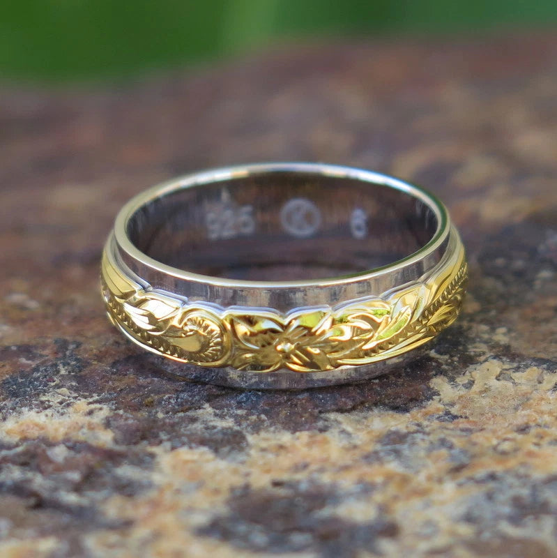 Scrolling Plumeria Ring - Gold