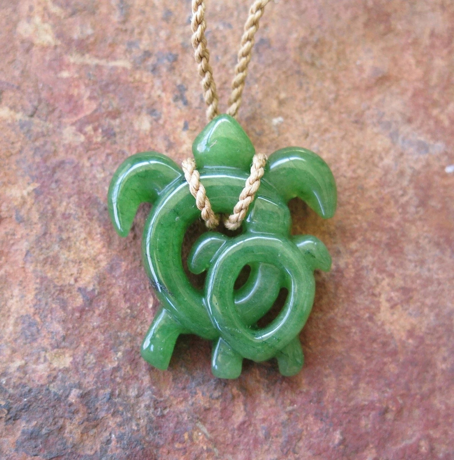 Double Honu Jade Pendant