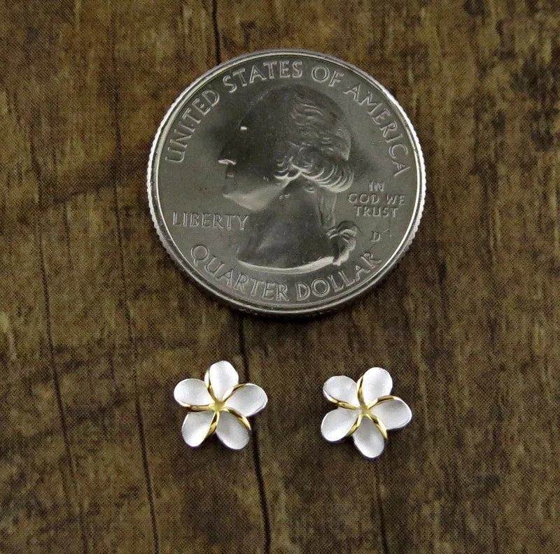 Plumeria Outline Studs - Silver & Gold