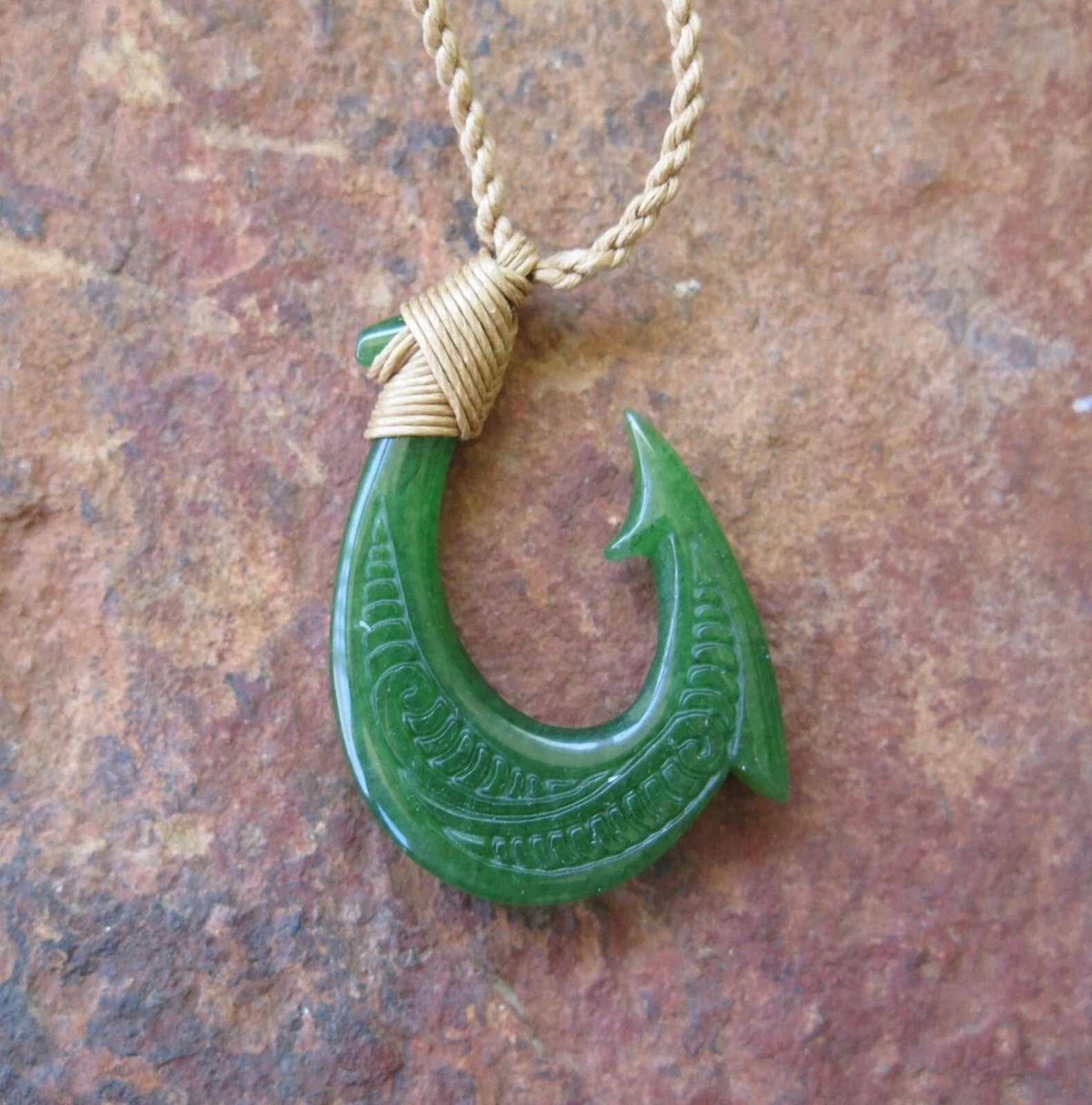 Fish Hook Jade Pendant