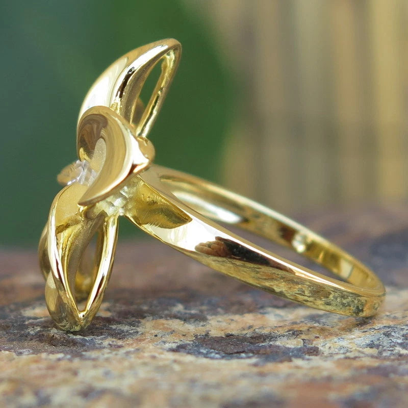 Plumeria Statement Ring - Gold