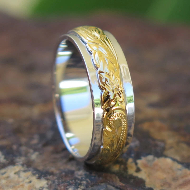 Scrolling Plumeria Ring - Gold