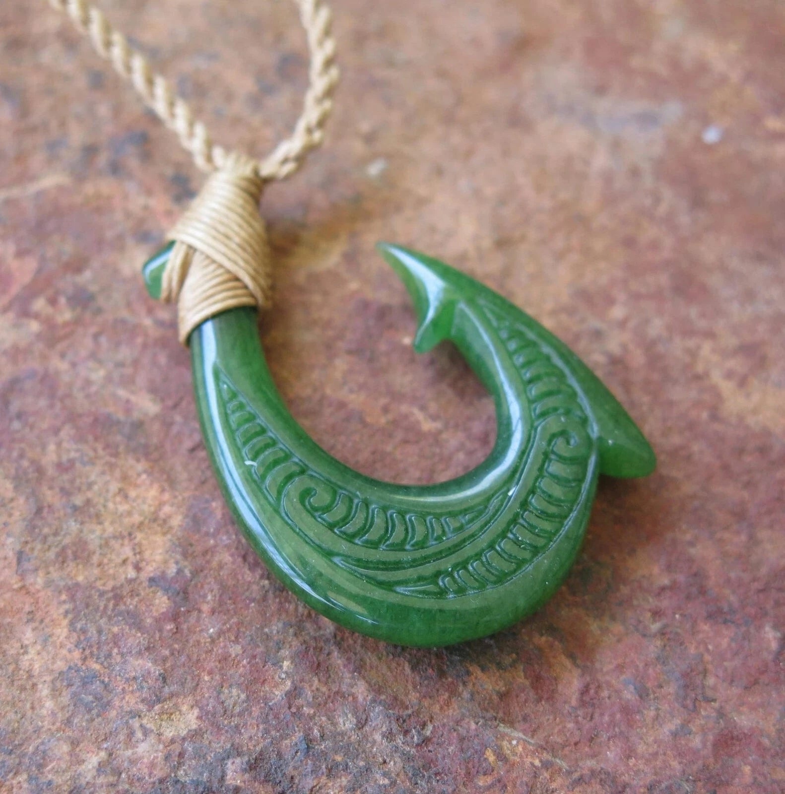 Fish Hook Jade Pendant