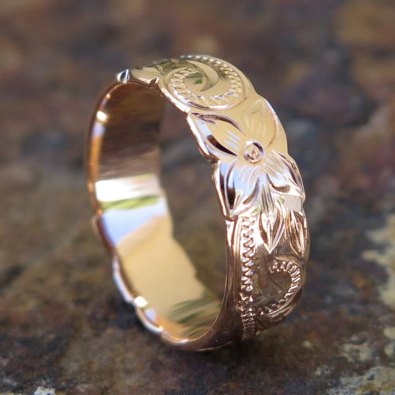 Queen Scrolling Plumeria Ring - Rose Gold