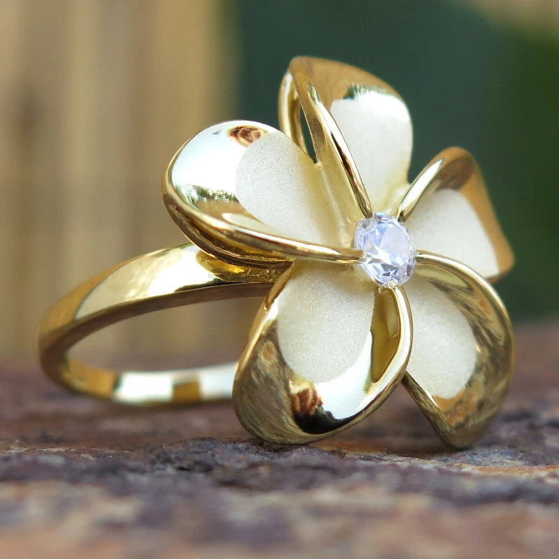 Plumeria Statement Ring - Gold