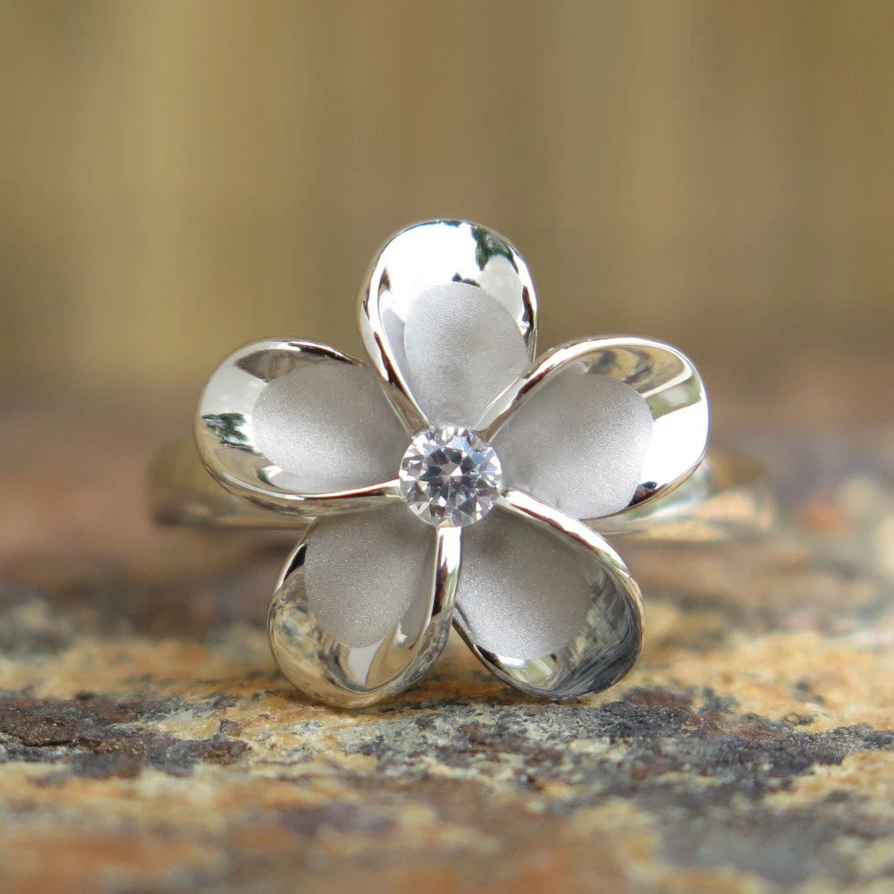 Plumeria Mini Statement Ring - Silver