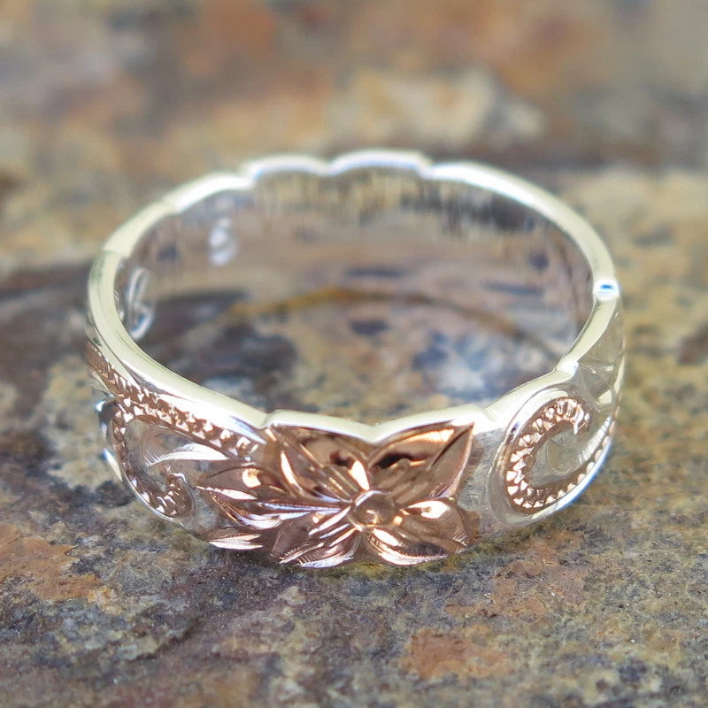 Queen Scrolling Plumeria Ring - Rose Gold