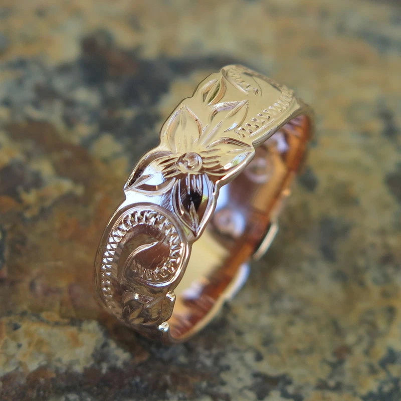 Queen Scrolling Plumeria Ring - Rose Gold