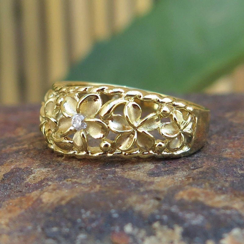 Braided Plumeria Ring - Gold