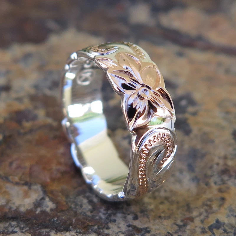 Queen Scrolling Plumeria Ring - Rose Gold