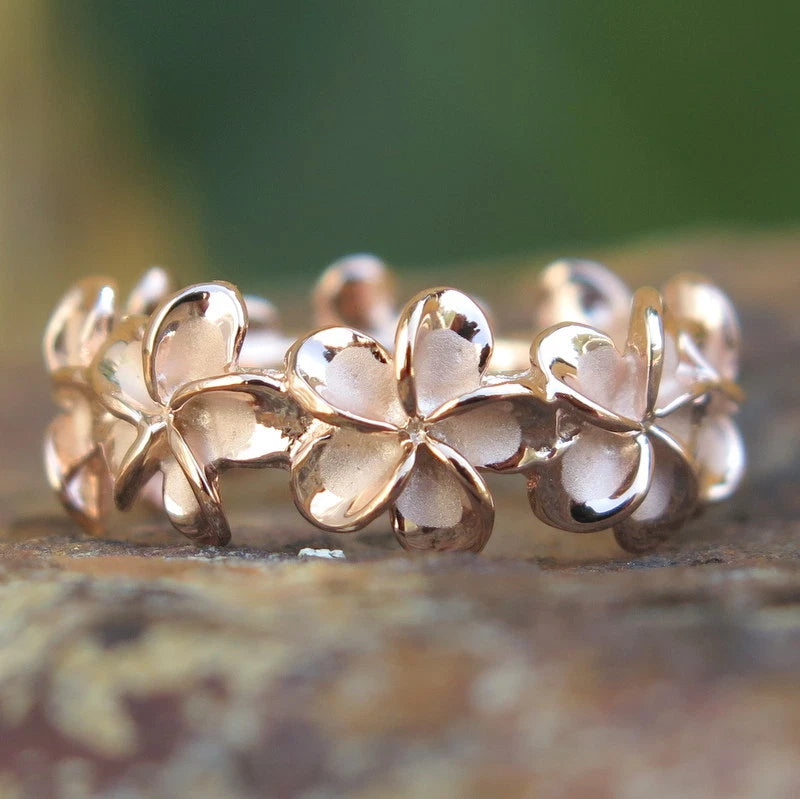 Plumeria Lei Ring - Rose Gold