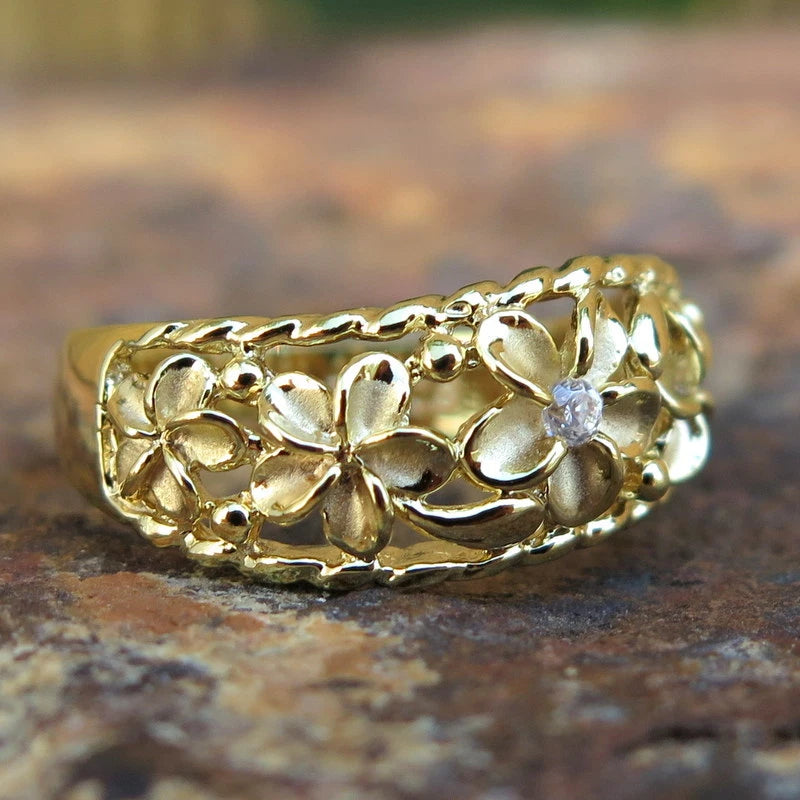 Braided Plumeria Ring - Gold