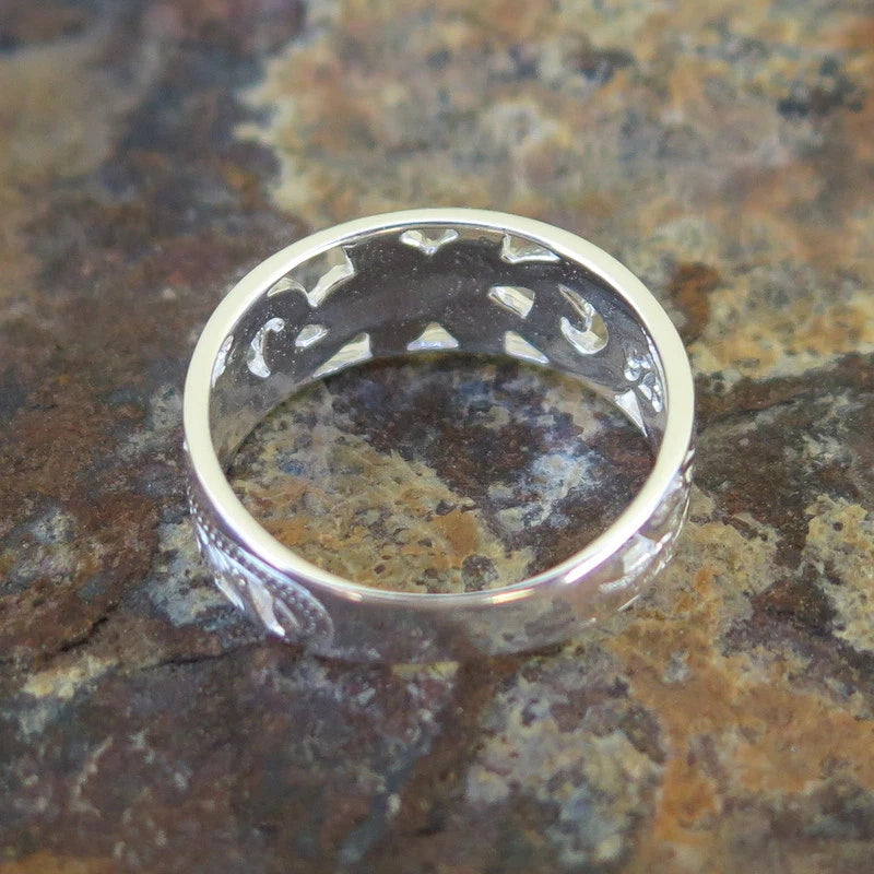 Plumeria Cutout Scrolling Ring - Silver