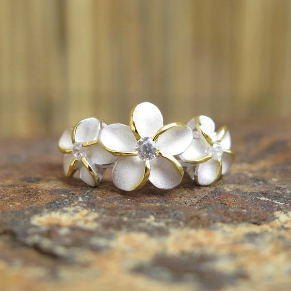 Plumeria Trio Ring - Gold