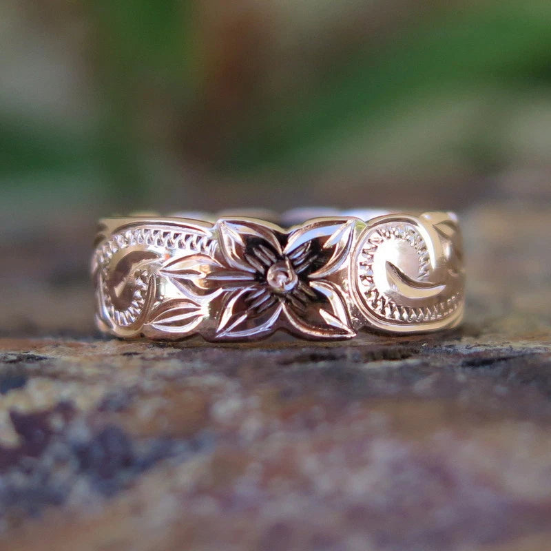 Queen Scrolling Plumeria Ring - Rose Gold