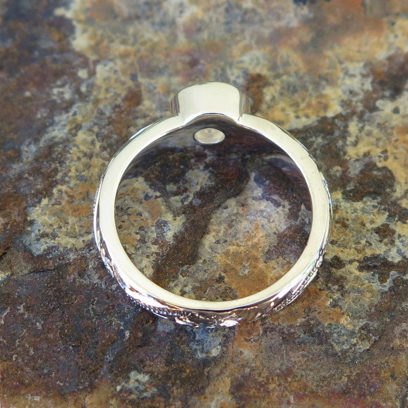 Scrolling Gemstone Ring - Silver